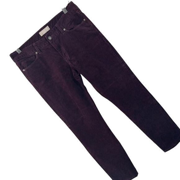 BANANA REPUBLIC! RICH BURGUNDY RED FINE WALE CORDUROY SKINNY PANTS! SZ 8P - Picture 1 of 11